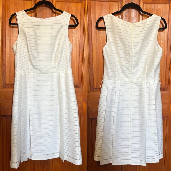 Anne Klein Sheer-Stripe Fit & Flare Dress - 6 - Picture 2 of 4